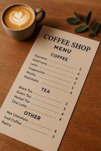 قیمت طراحی و چاپ منو کافی شاپ