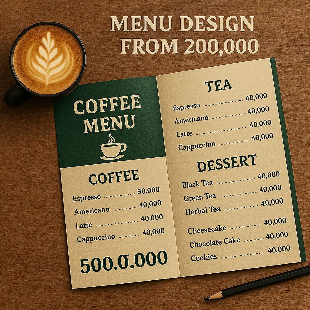قیمت طراحی و چاپ منو کافی شاپ