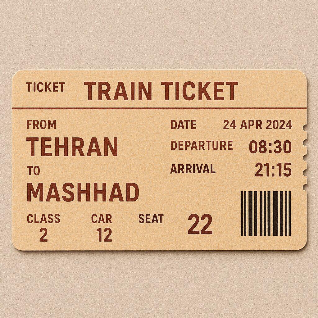 چاپ بلیط قطار با شماره سریال