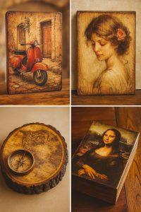 دکوپاژ عکس روی چوب